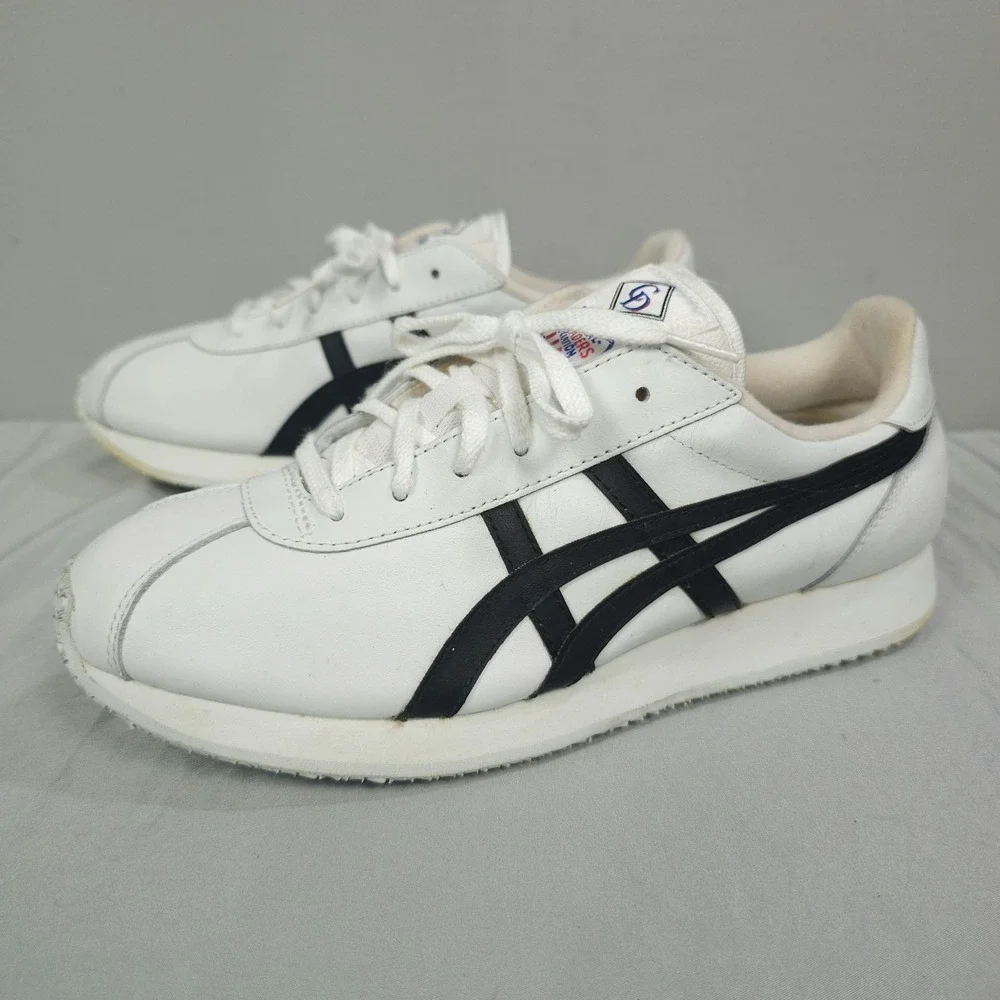 Vintage Asics Cheer Shoes Women 9.5 White Black Leather NCA Cheerleading